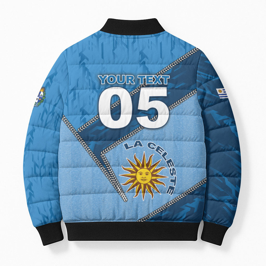 Custom Uruguay Football Bomber Puffer Jacket Sun Of May Symbol Unique Style