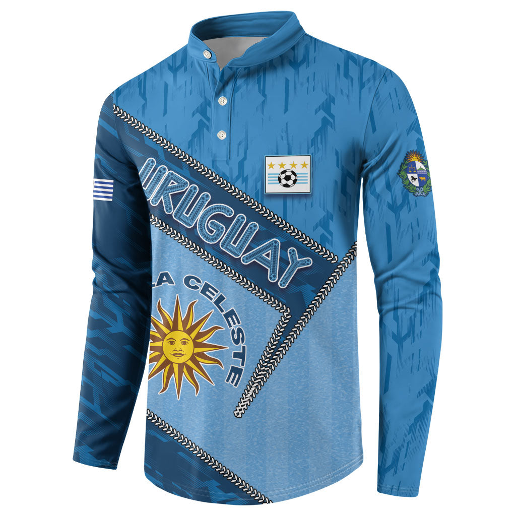 Custom Uruguay Football Button Sweatshirt Sun Of May Symbol Unique Style