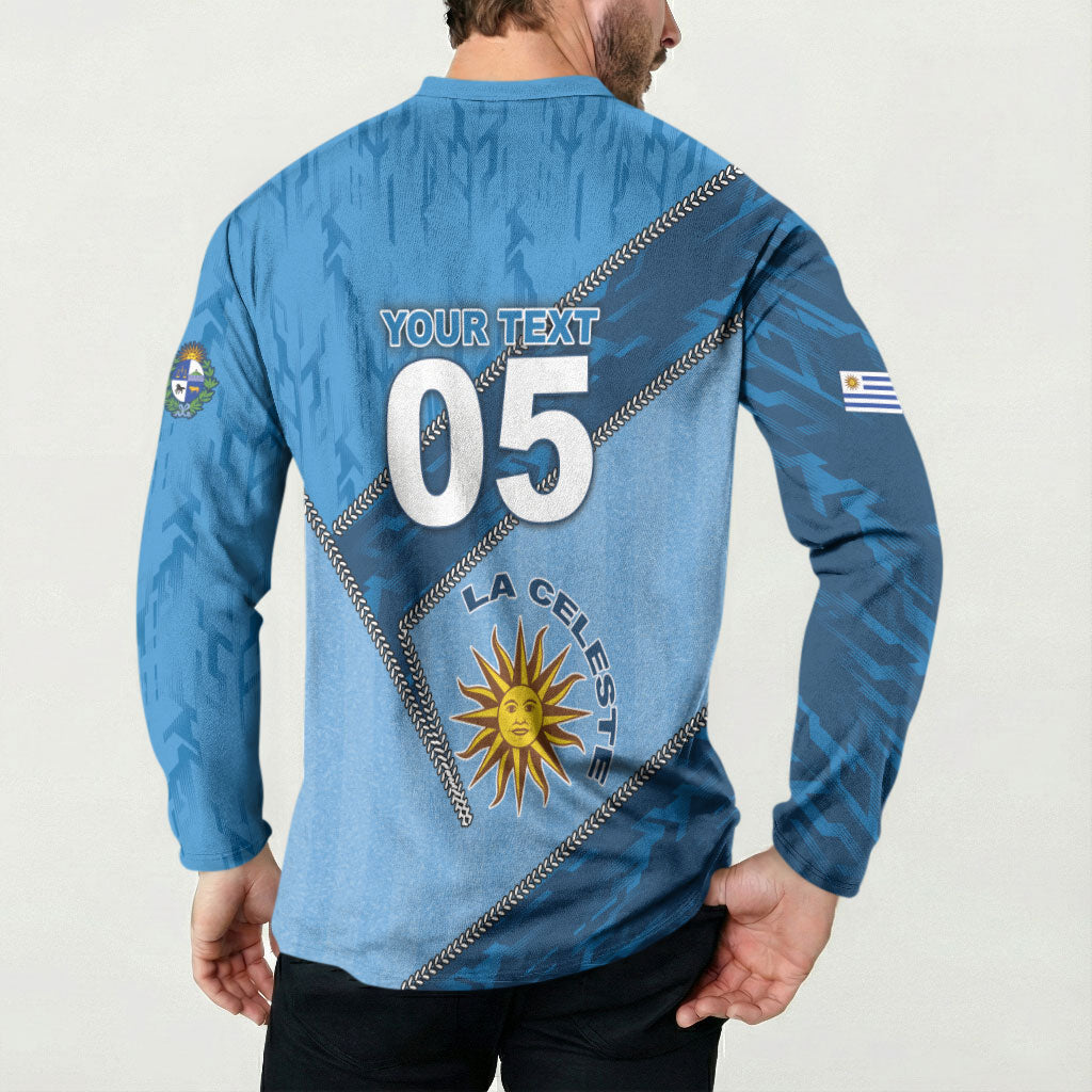 Custom Uruguay Football Button Sweatshirt Sun Of May Symbol Unique Style