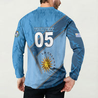Custom Uruguay Football Button Sweatshirt Sun Of May Symbol Unique Style