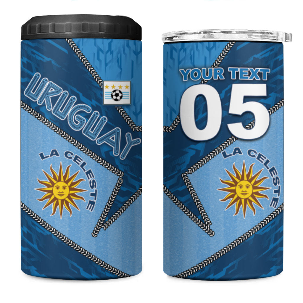 Custom Uruguay Football 4 in 1 Can Cooler Tumbler Sun Of May Symbol Unique Style