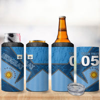 Custom Uruguay Football 4 in 1 Can Cooler Tumbler Sun Of May Symbol Unique Style