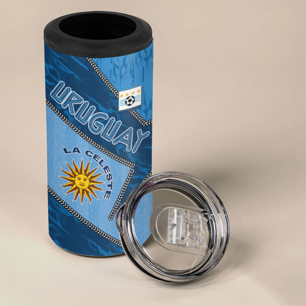 Custom Uruguay Football 4 in 1 Can Cooler Tumbler Sun Of May Symbol Unique Style