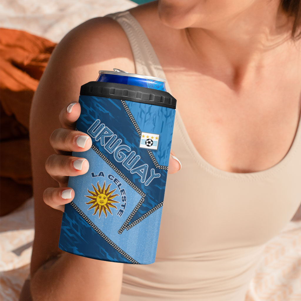 Custom Uruguay Football 4 in 1 Can Cooler Tumbler Sun Of May Symbol Unique Style