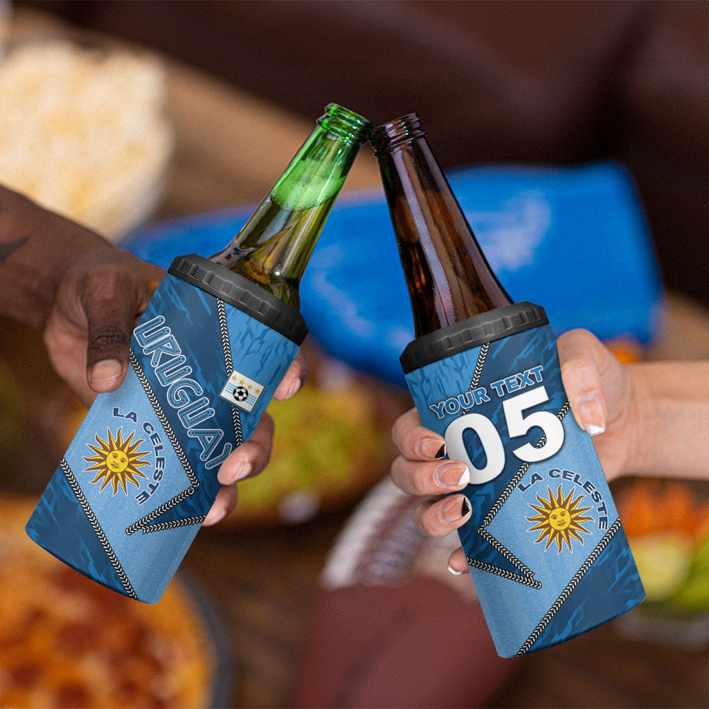 Custom Uruguay Football 4 in 1 Can Cooler Tumbler Sun Of May Symbol Unique Style