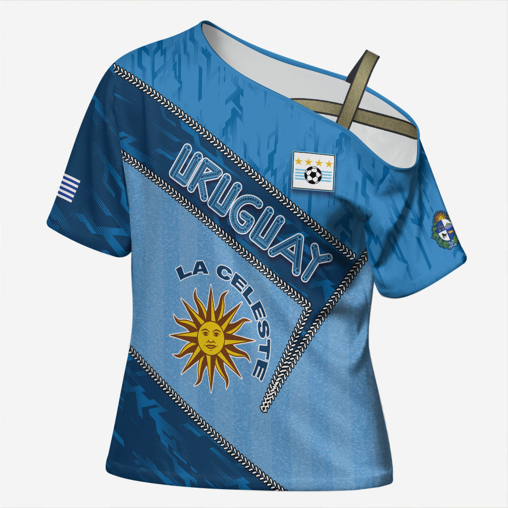 Custom Uruguay Football Cross Shoulder Shirt Sun Of May Symbol Unique Style