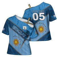 Custom Uruguay Football Cross Shoulder Shirt Sun Of May Symbol Unique Style