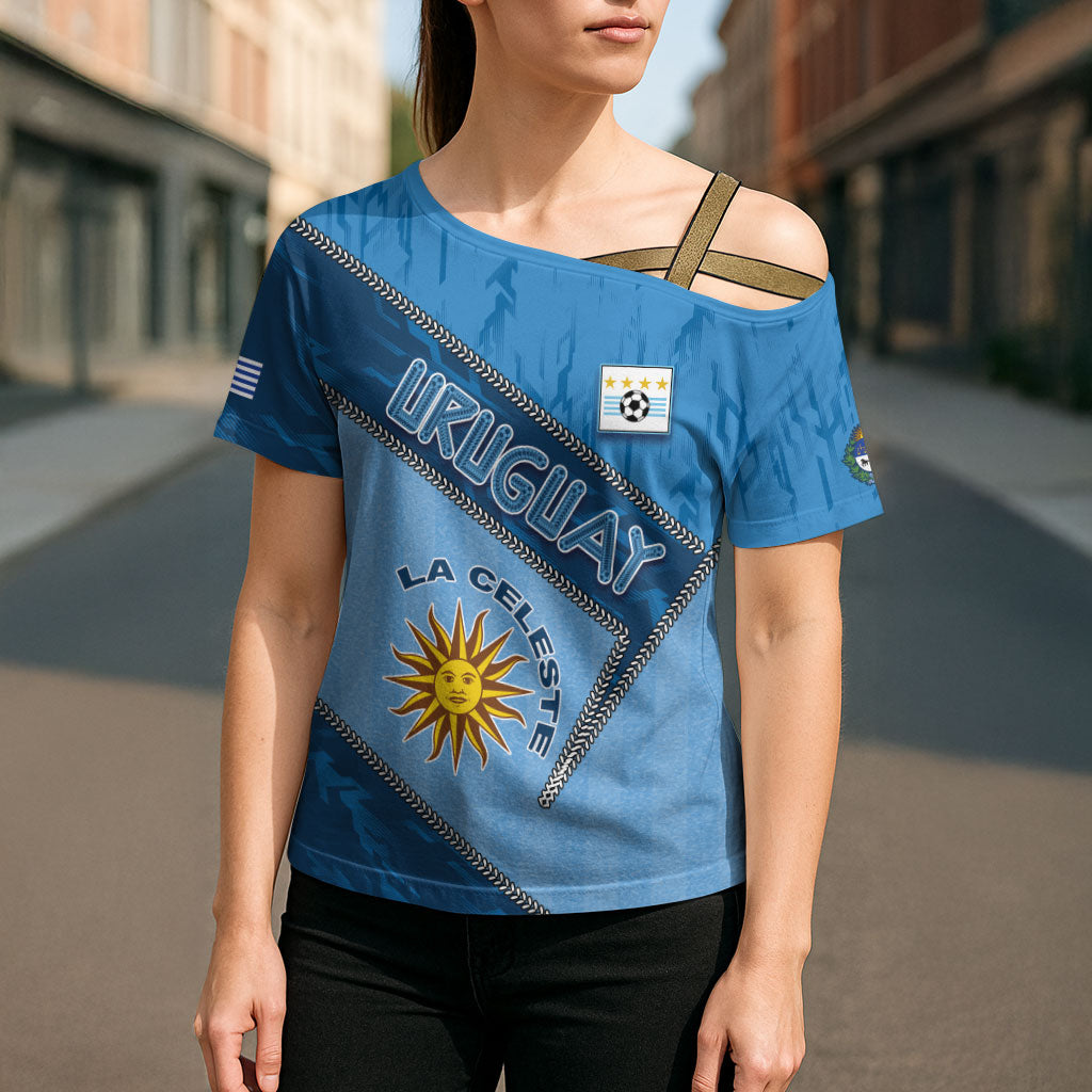 Custom Uruguay Football Cross Shoulder Shirt Sun Of May Symbol Unique Style