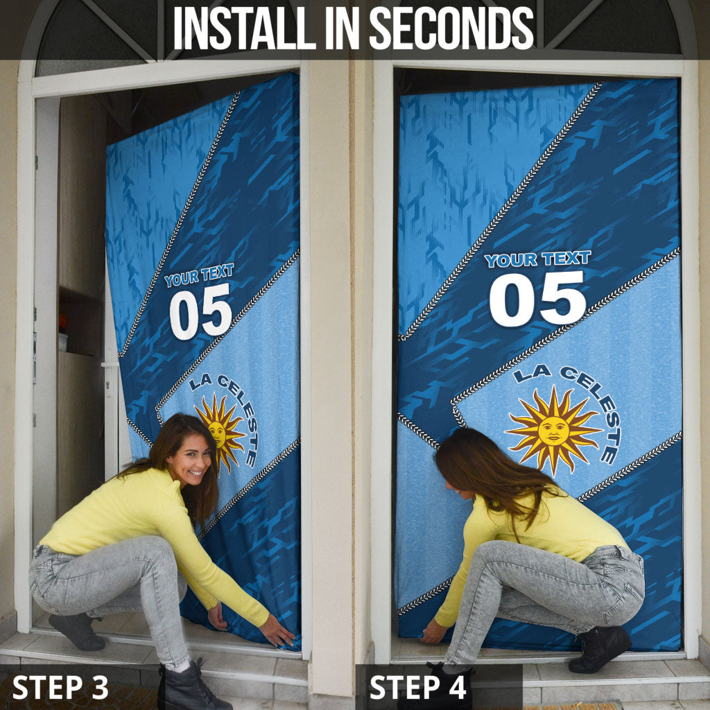 Custom Uruguay Football Door Cover Sun Of May Symbol Unique Style