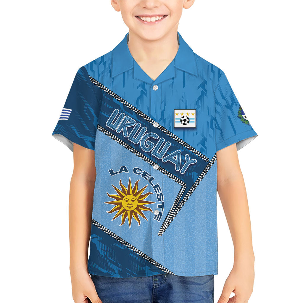 Custom Uruguay Football Kid Hawaiian Shirt Sun Of May Symbol Unique Style