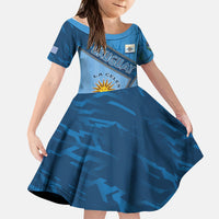 Custom Uruguay Football Kid Short Sleeve Dress Sun Of May Symbol Unique Style