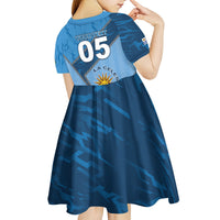 Custom Uruguay Football Kid Short Sleeve Dress Sun Of May Symbol Unique Style