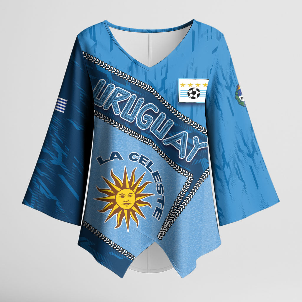 Custom Uruguay Football Kimono Sleeve Blouse Sun Of May Symbol Unique Style