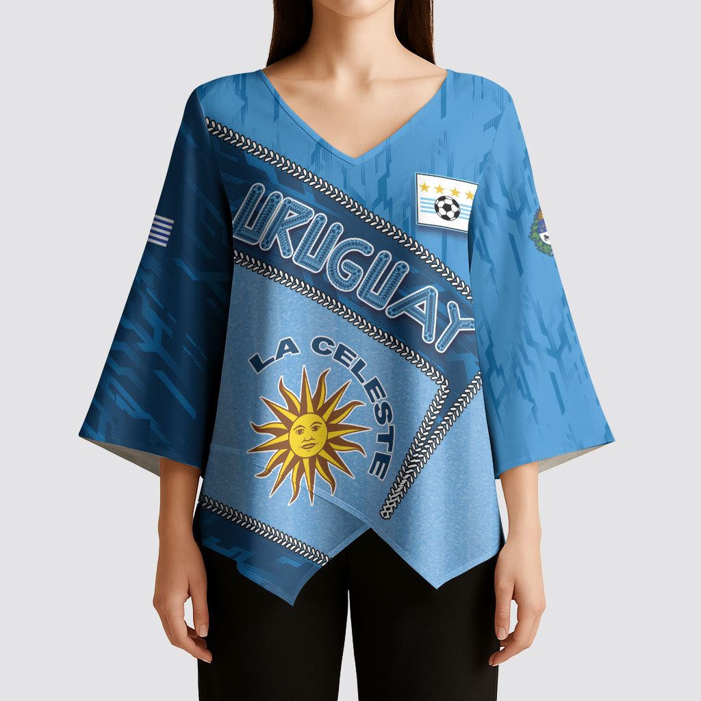 Custom Uruguay Football Kimono Sleeve Blouse Sun Of May Symbol Unique Style