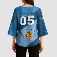 Custom Uruguay Football Kimono Sleeve Blouse Sun Of May Symbol Unique Style