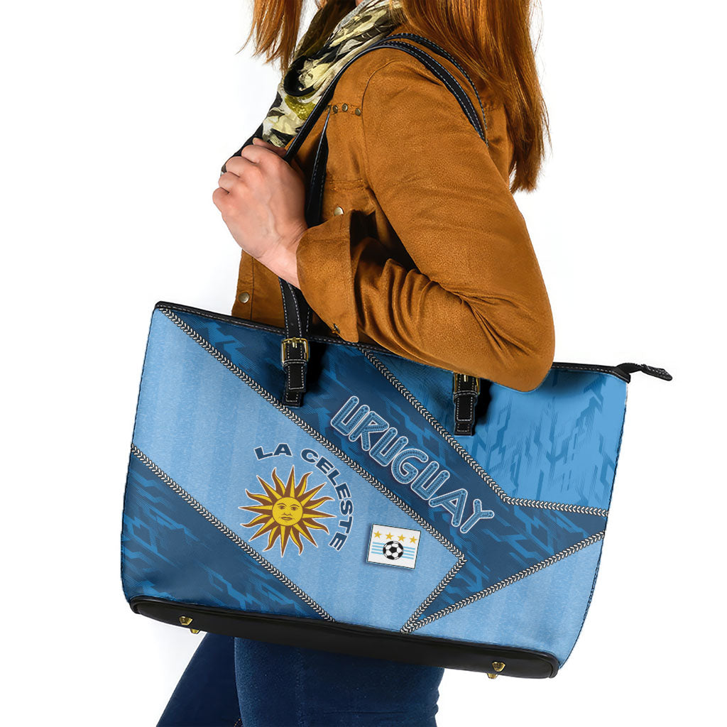 Uruguay Football Leather Tote Bag Sun Of May Symbol Unique Style