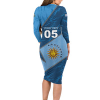 Custom Uruguay Football Long Sleeve Bodycon Dress Sun Of May Symbol Unique Style