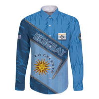 Custom Uruguay Football Long Sleeve Button Shirt Sun Of May Symbol Unique Style