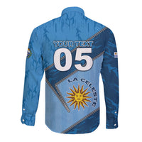 Custom Uruguay Football Long Sleeve Button Shirt Sun Of May Symbol Unique Style