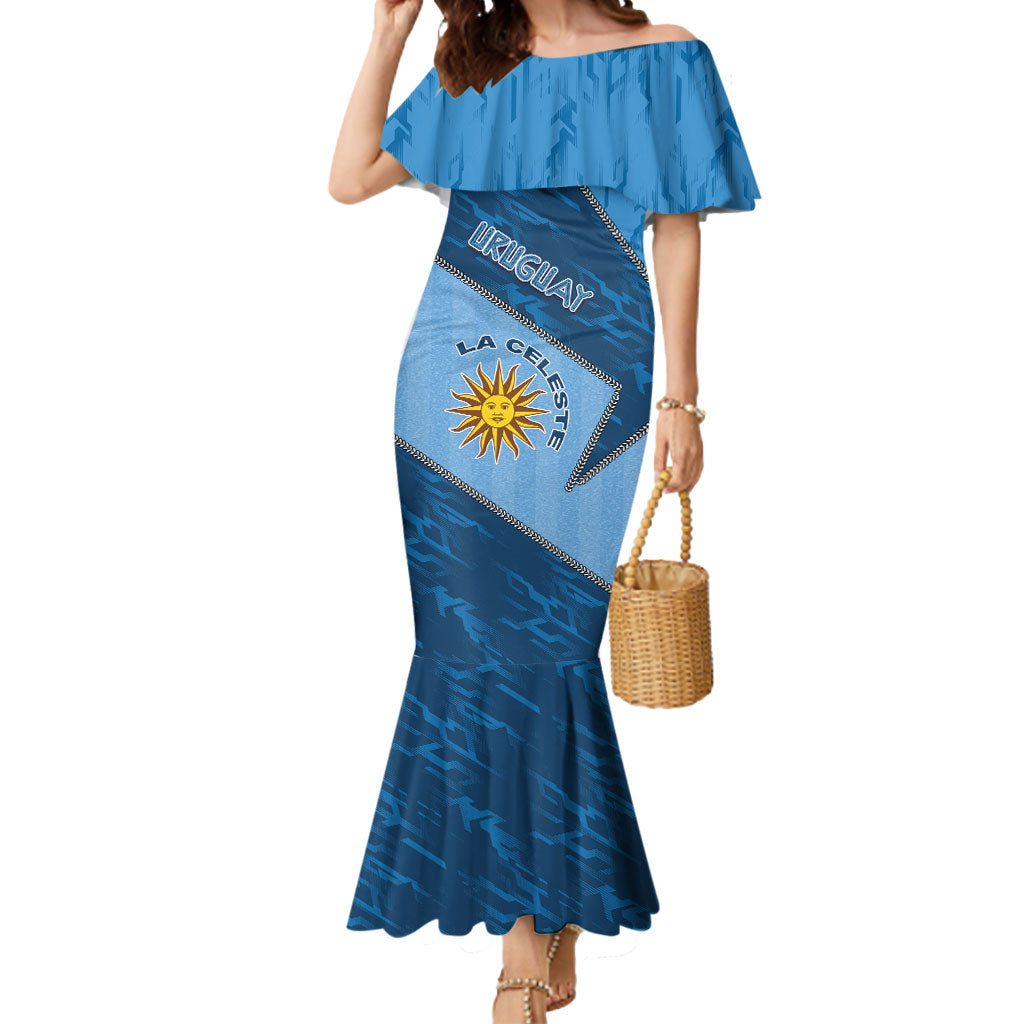 Custom Uruguay Football Mermaid Dress Sun Of May Symbol Unique Style