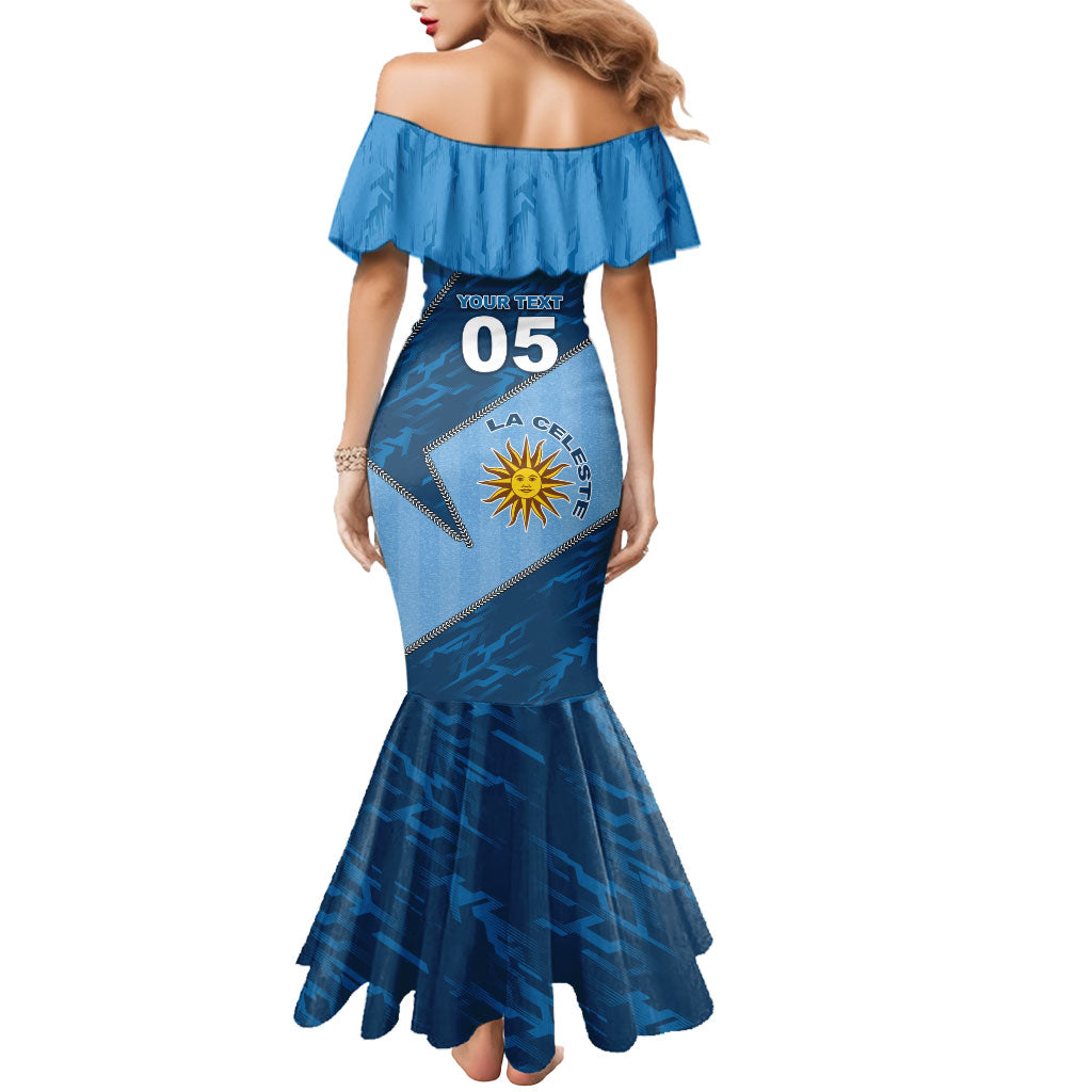 Custom Uruguay Football Mermaid Dress Sun Of May Symbol Unique Style