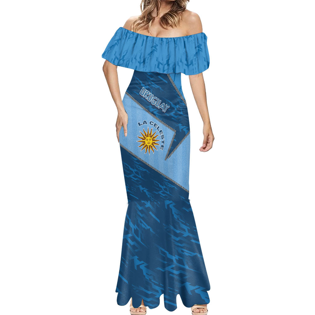 Custom Uruguay Football Mermaid Dress Sun Of May Symbol Unique Style