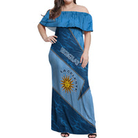 Custom Uruguay Football Off Shoulder Maxi Dress Sun Of May Symbol Unique Style