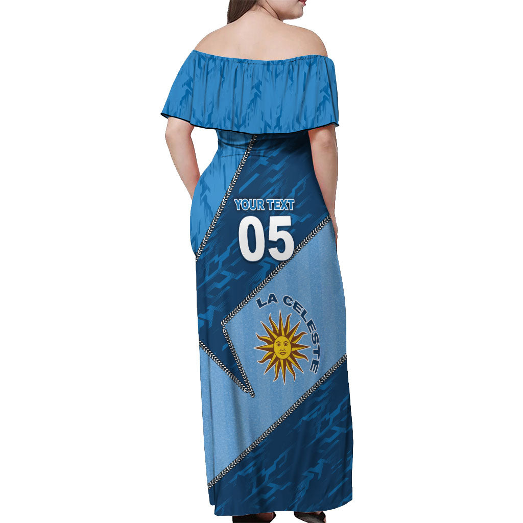 Custom Uruguay Football Off Shoulder Maxi Dress Sun Of May Symbol Unique Style