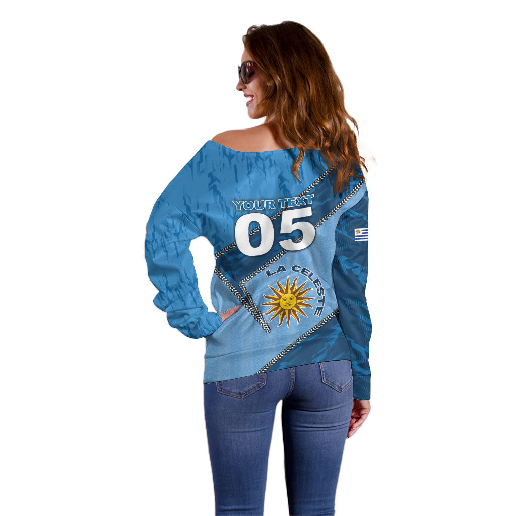 Custom Uruguay Football Off Shoulder Sweater Sun Of May Symbol Unique Style