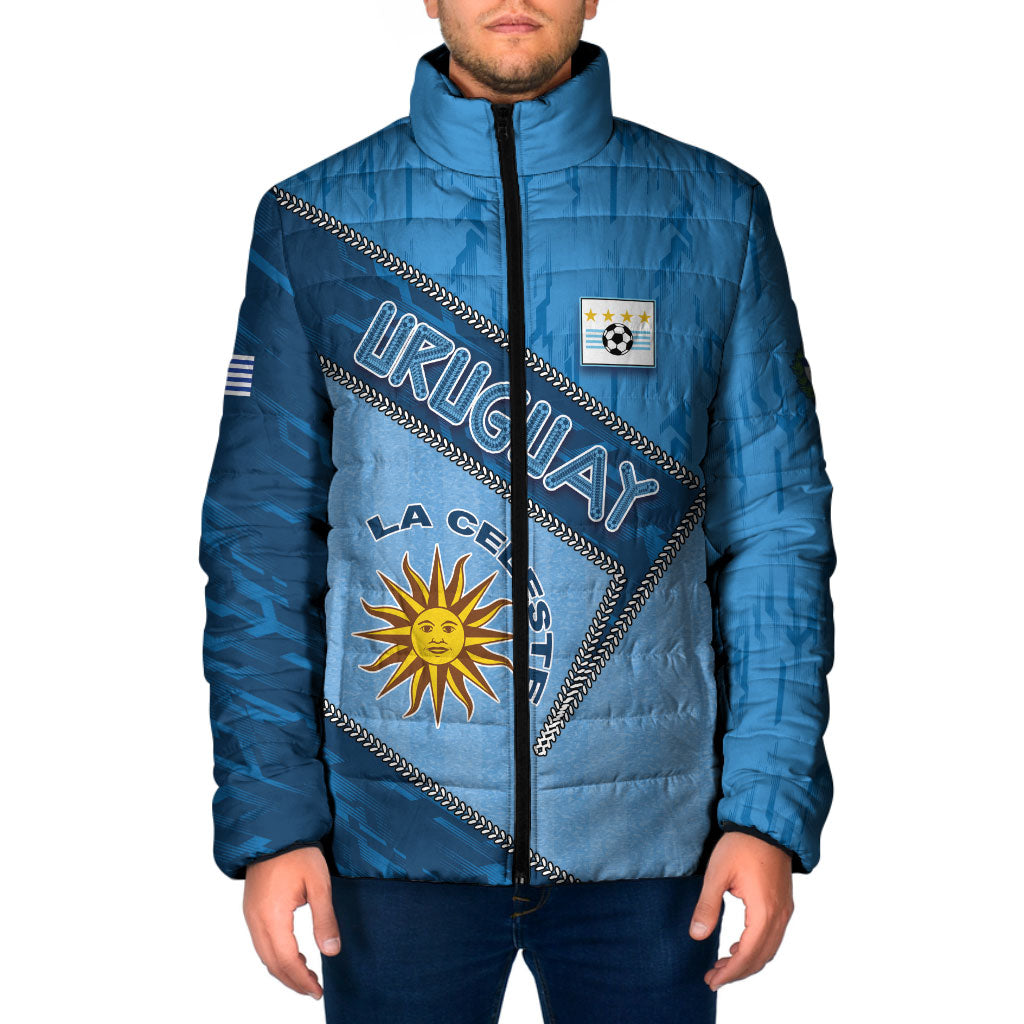 Custom Uruguay Football Padded Jacket Sun Of May Symbol Unique Style