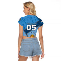 Custom Uruguay Football Raglan Cropped T Shirt Sun Of May Symbol Unique Style