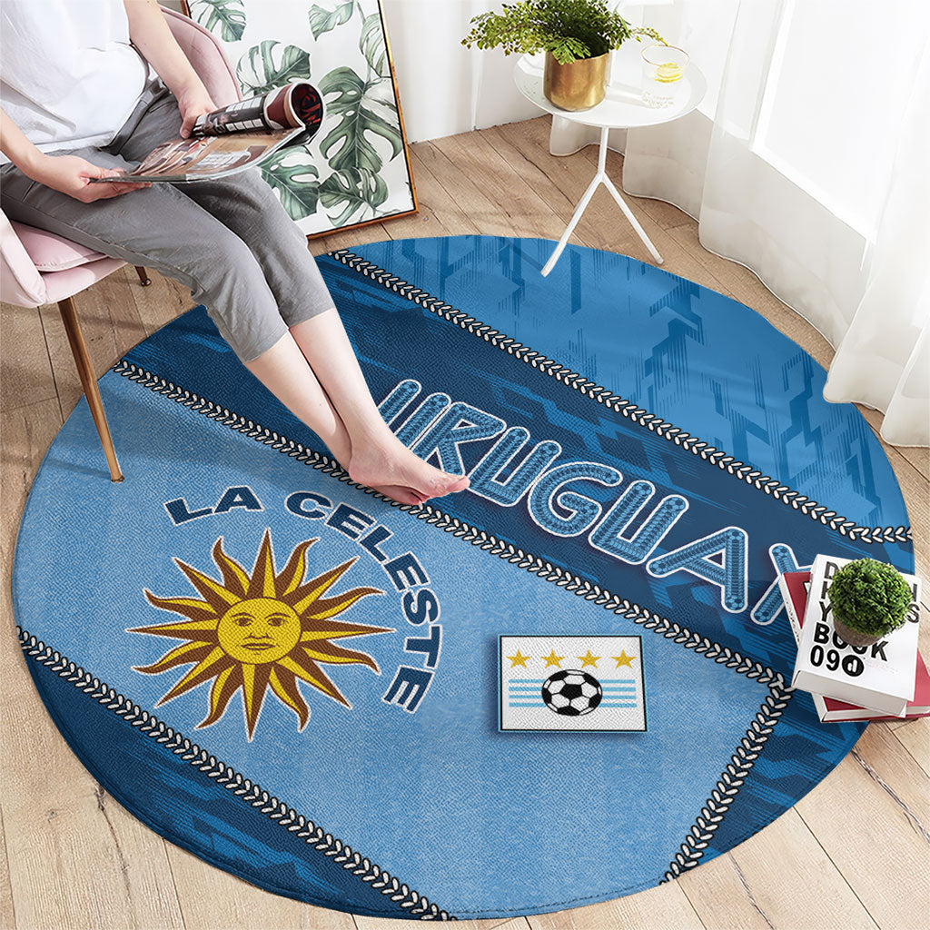 Uruguay Football Round Carpet Sun Of May Symbol Unique Style
