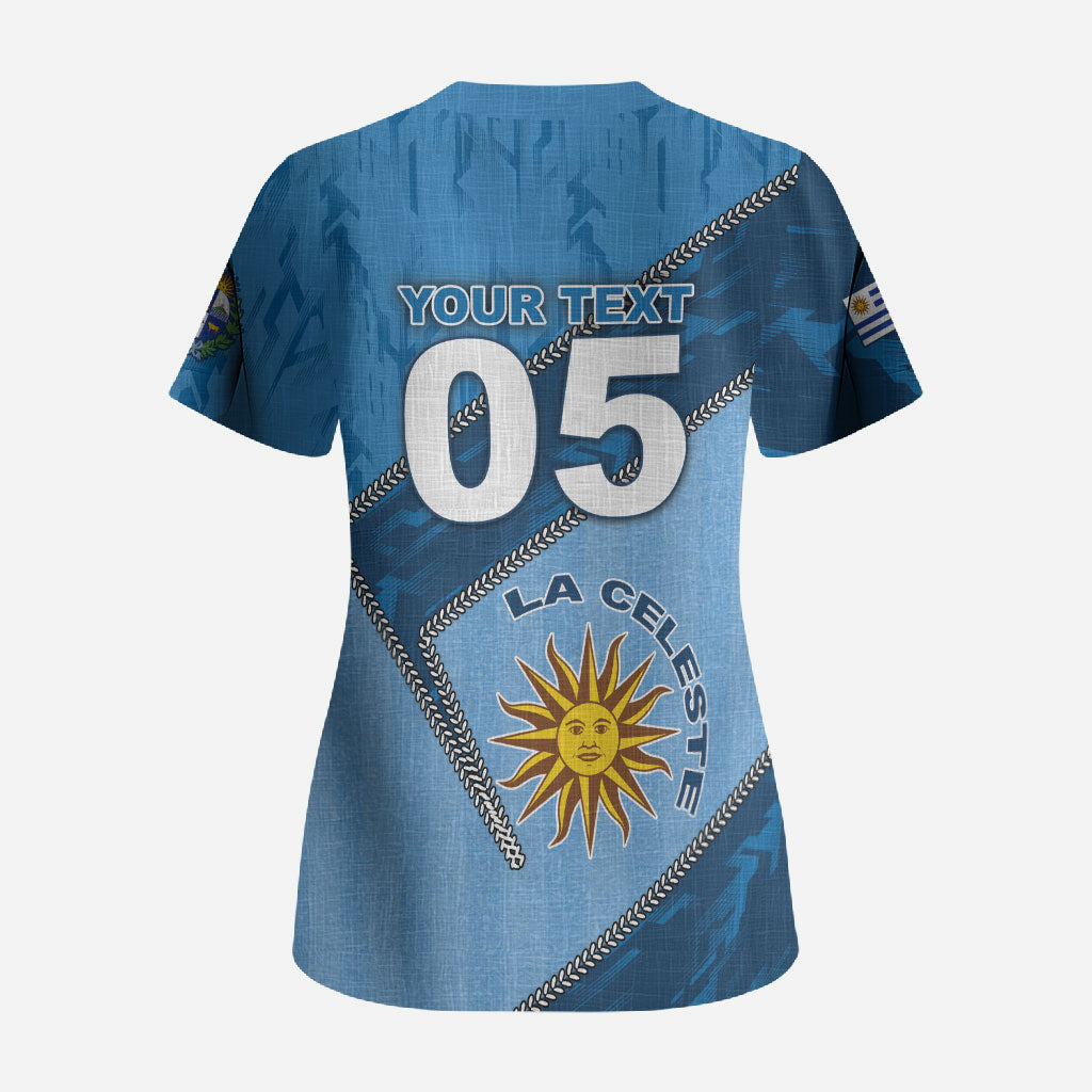 Custom Uruguay Football Scrub Top Sun Of May Symbol Unique Style