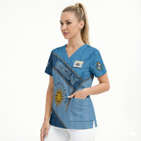 Custom Uruguay Football Scrub Top Sun Of May Symbol Unique Style