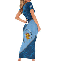 Custom Uruguay Football Short Sleeve Bodycon Dress Sun Of May Symbol Unique Style