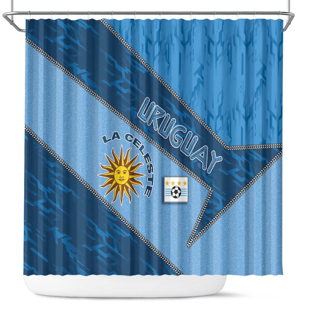 Uruguay Football Shower Curtain Sun Of May Symbol Unique Style