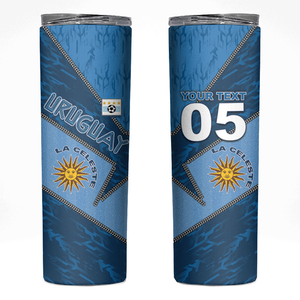 Custom Uruguay Football Skinny Tumbler Sun Of May Symbol Unique Style