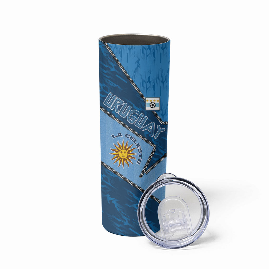 Custom Uruguay Football Skinny Tumbler Sun Of May Symbol Unique Style