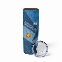 Custom Uruguay Football Skinny Tumbler Sun Of May Symbol Unique Style
