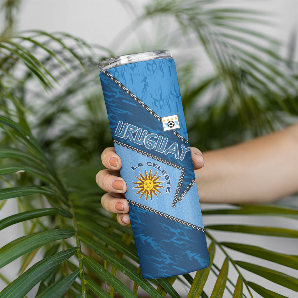 Custom Uruguay Football Skinny Tumbler Sun Of May Symbol Unique Style