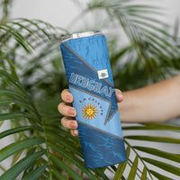 Custom Uruguay Football Skinny Tumbler Sun Of May Symbol Unique Style