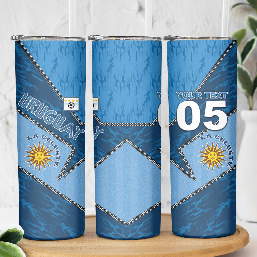 Custom Uruguay Football Skinny Tumbler Sun Of May Symbol Unique Style