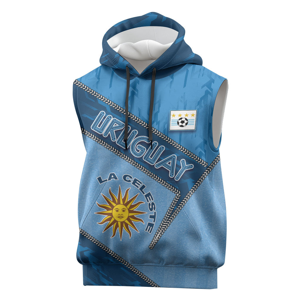 Custom Uruguay Football Sleeveless Hoodie Sun Of May Symbol Unique Style