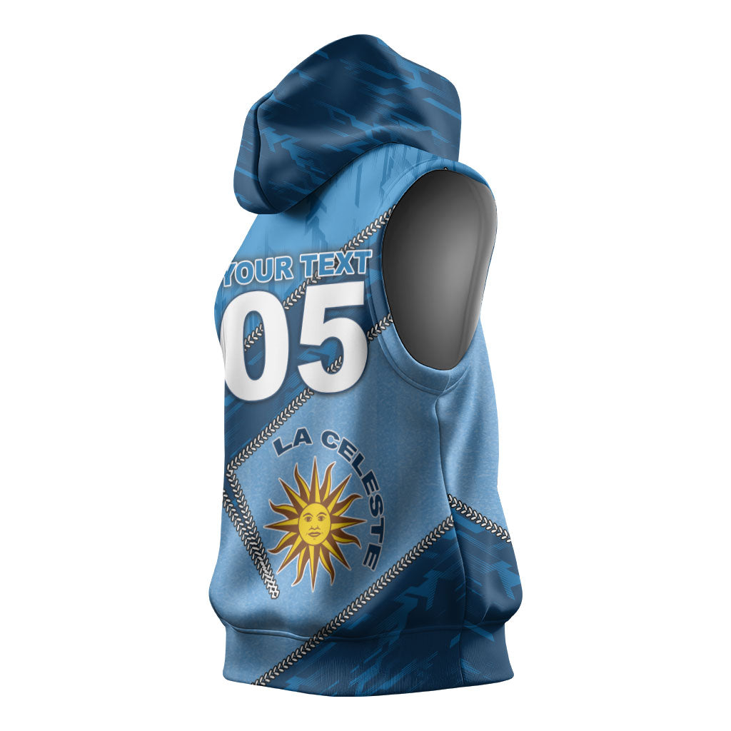 Custom Uruguay Football Sleeveless Hoodie Sun Of May Symbol Unique Style
