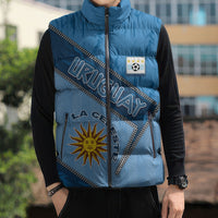 Custom Uruguay Football Sleeveless Puffer Jacket Sun Of May Symbol Unique Style