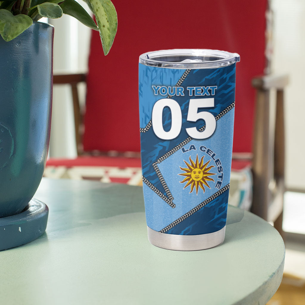 Custom Uruguay Football Tumbler Cup Sun Of May Symbol Unique Style