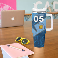 Custom Uruguay Football Tumbler With Handle Sun Of May Symbol Unique Style