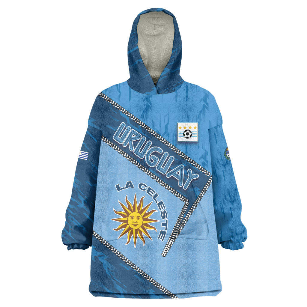 Custom Uruguay Football Wearable Blanket Hoodie Sun Of May Symbol Unique Style
