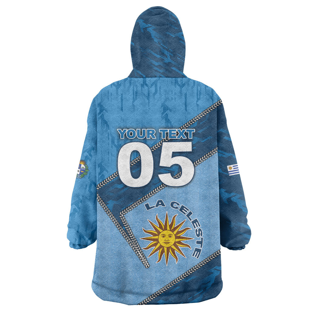 Custom Uruguay Football Wearable Blanket Hoodie Sun Of May Symbol Unique Style