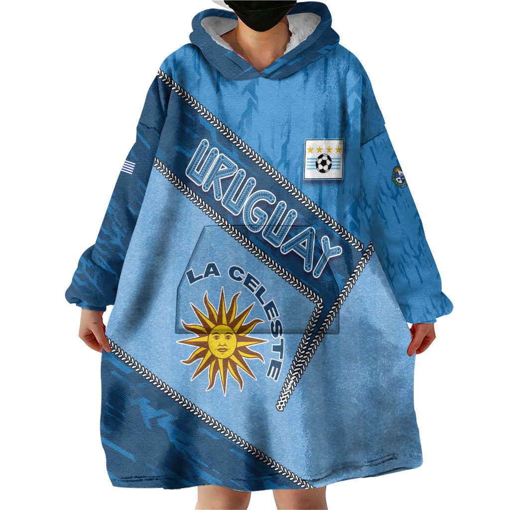 Custom Uruguay Football Wearable Blanket Hoodie Sun Of May Symbol Unique Style